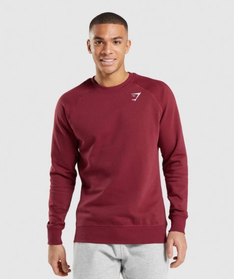 Men's Gymshark Crest Sweatshirts Burgundy | CA 06837D